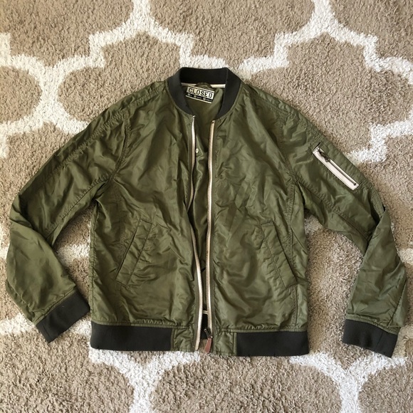 Closed Other - MENS GREEN BOMBER WIND JACKET COAT ZIP UP